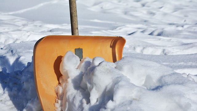Snow shovel in heavy snow